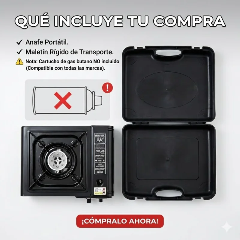 Anafe a gas portátil premium en uso al aire libre y en casa