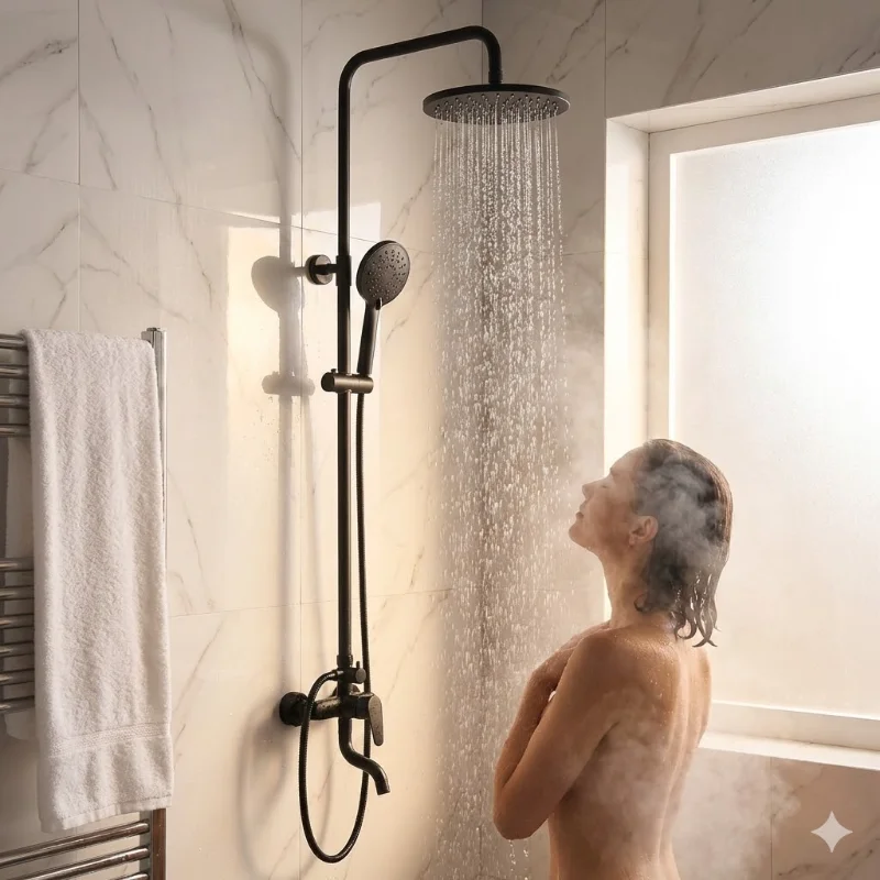 Columna de Ducha Acero Inox Negro Mate