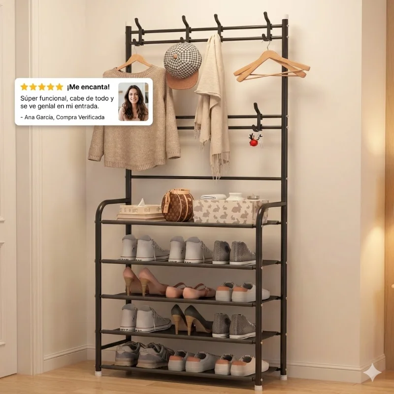 Detalle de Perchero Zapatero y antes/después