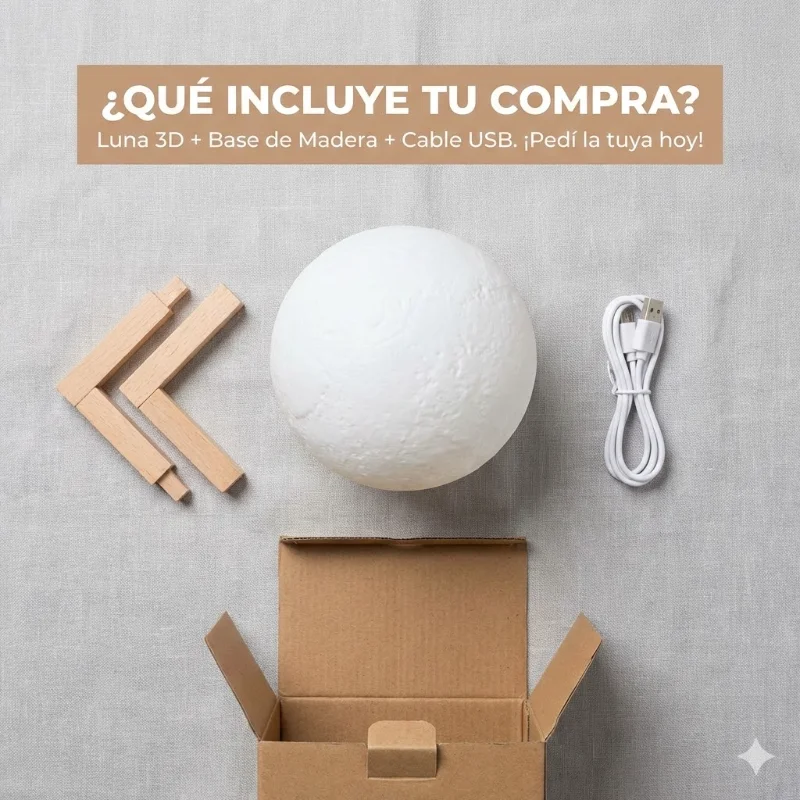 Velador Luna 3D iluminado en habitación