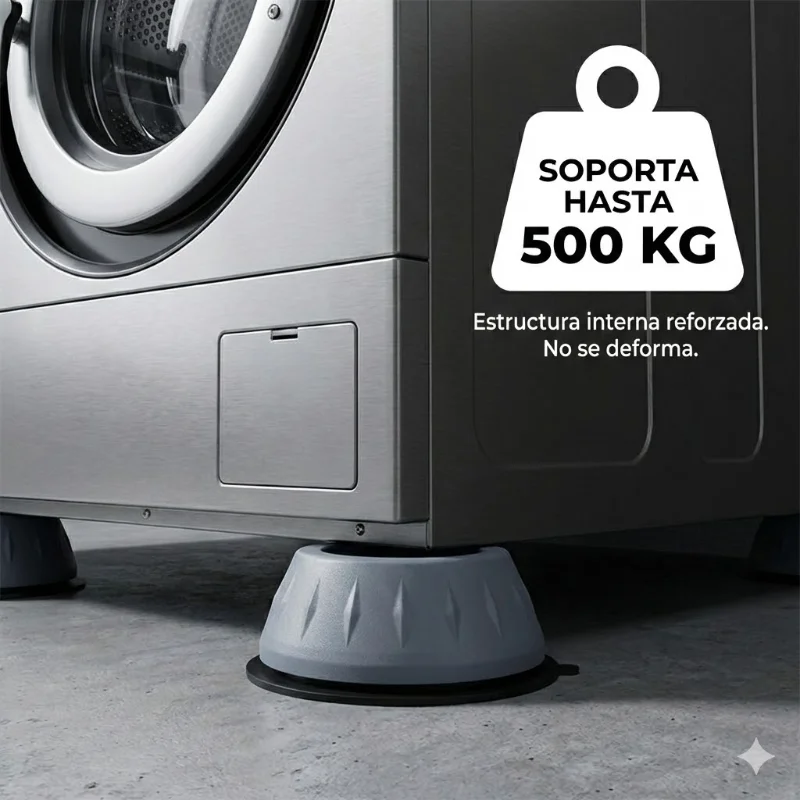 Lavarropas sobre bases antivibración resistiendo peso