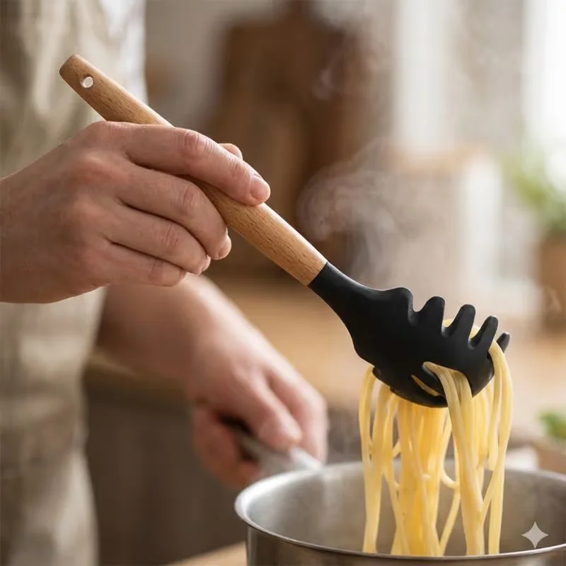 Detalle espaguetera silicona negra