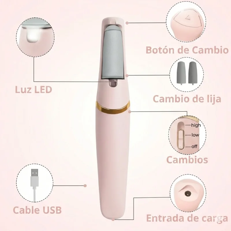Kit completo removedor durezas recargable
