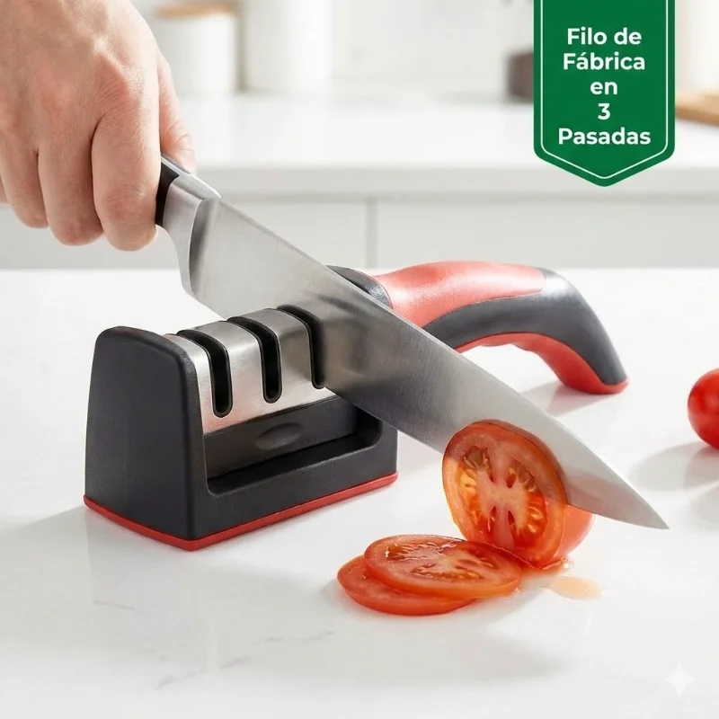 Afilador de cuchillos profesional en uso